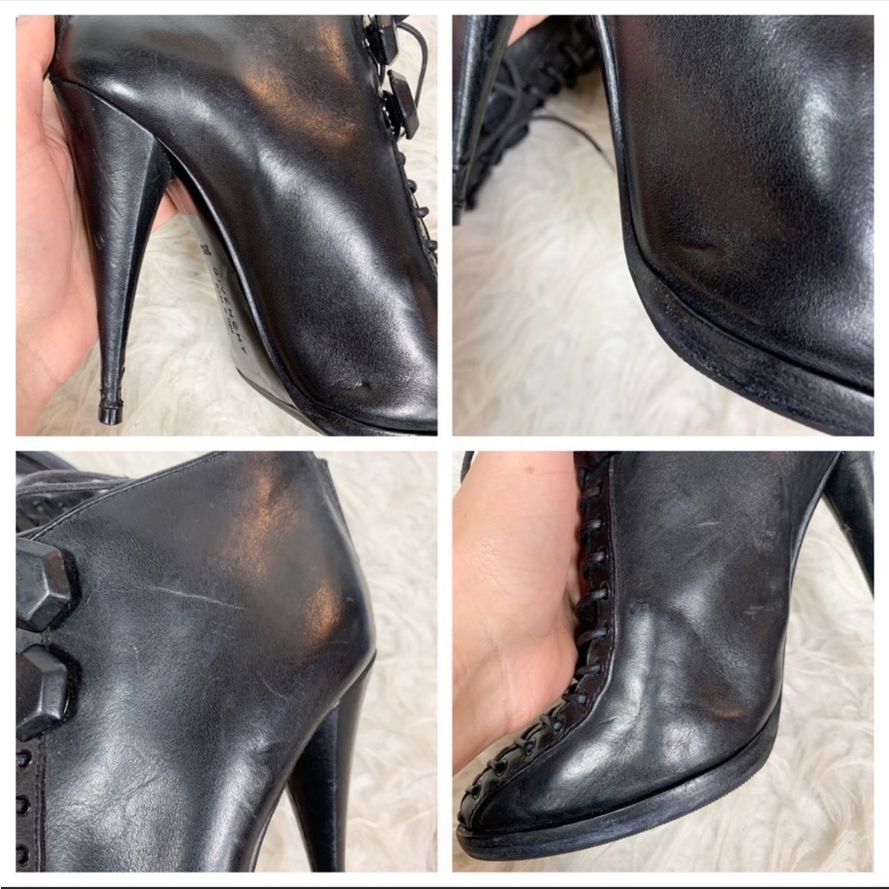 GIVENCHY Designer Black Leather Lace Up Sexy High Heel Ankle Booties US 8.5 - Picture 6 of 15